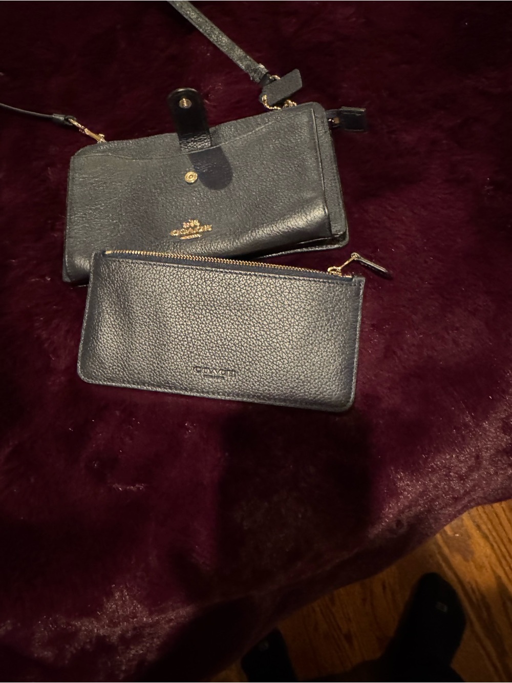 Coach Navy Pebbled Leather Crossbody Bag with Wallet and Gold Hardware - Picture 4 of 9